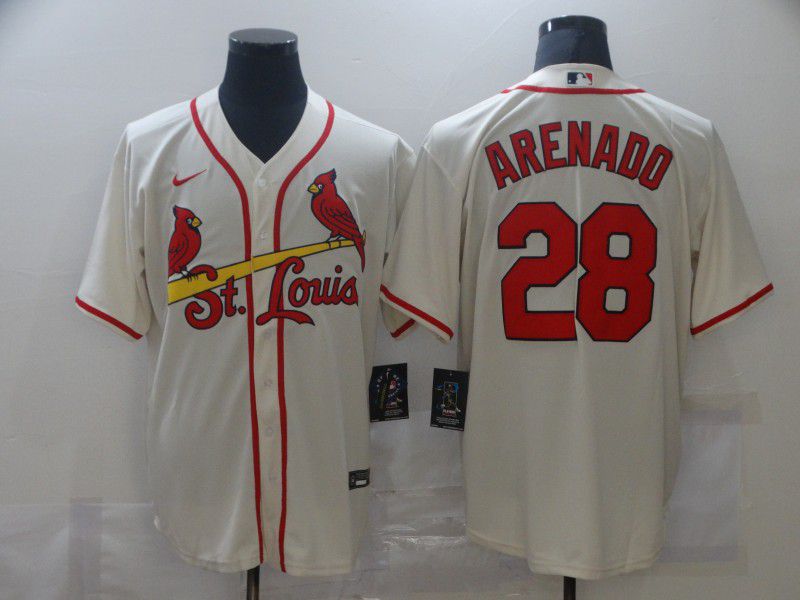 Men St.Louis Cardinals #28 Arenado Cream Game Nike MLB Jerseys